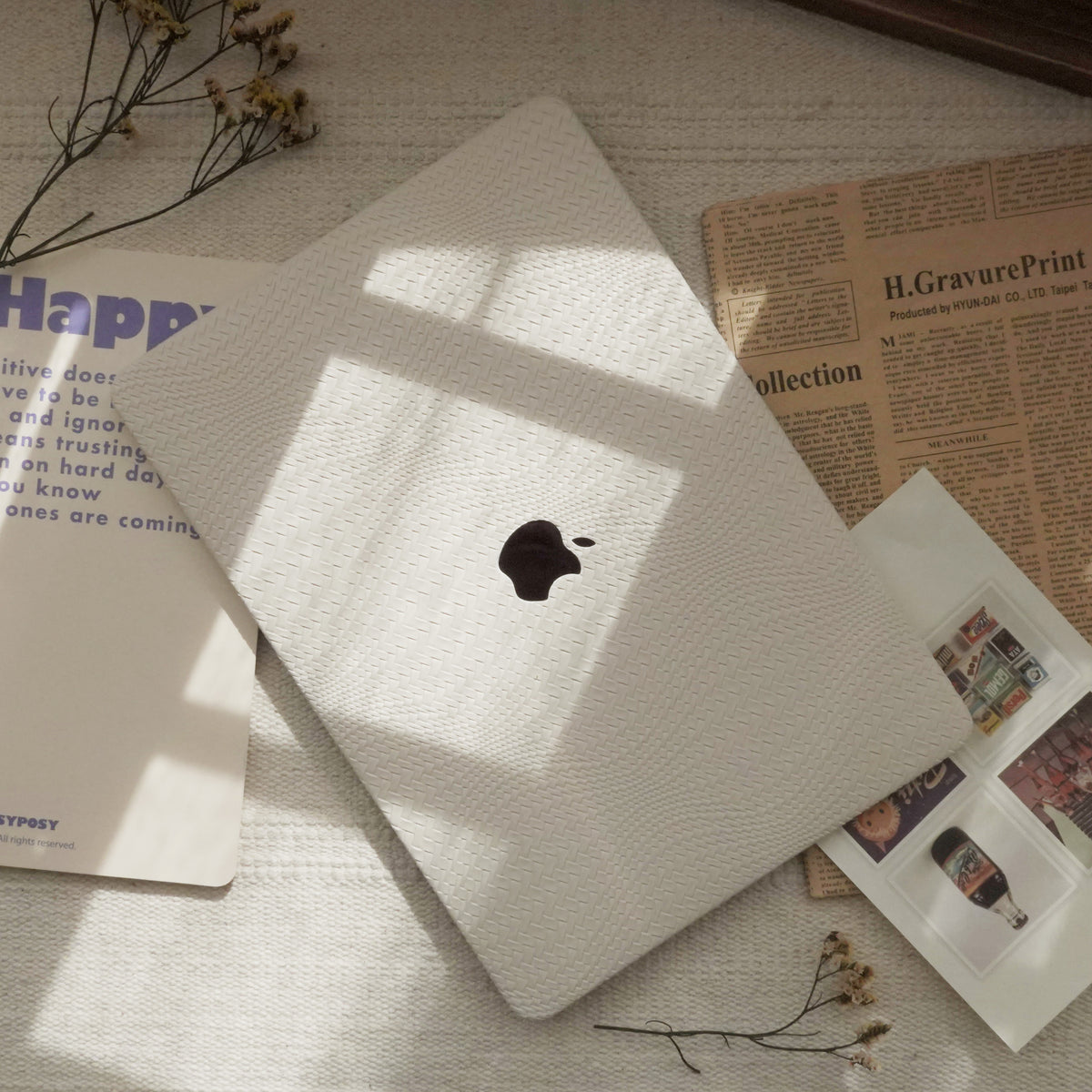 Leather Series ♾ Off-White Woven Curved Pattern MacBook Case