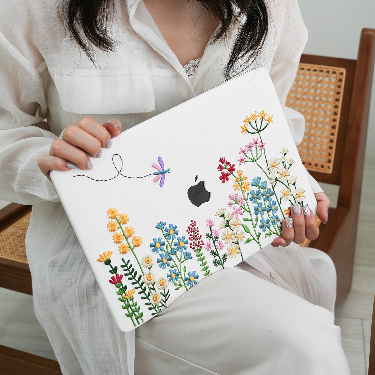 This is us Embroidery Series ♾ Colorful Floral Leather Mac Case