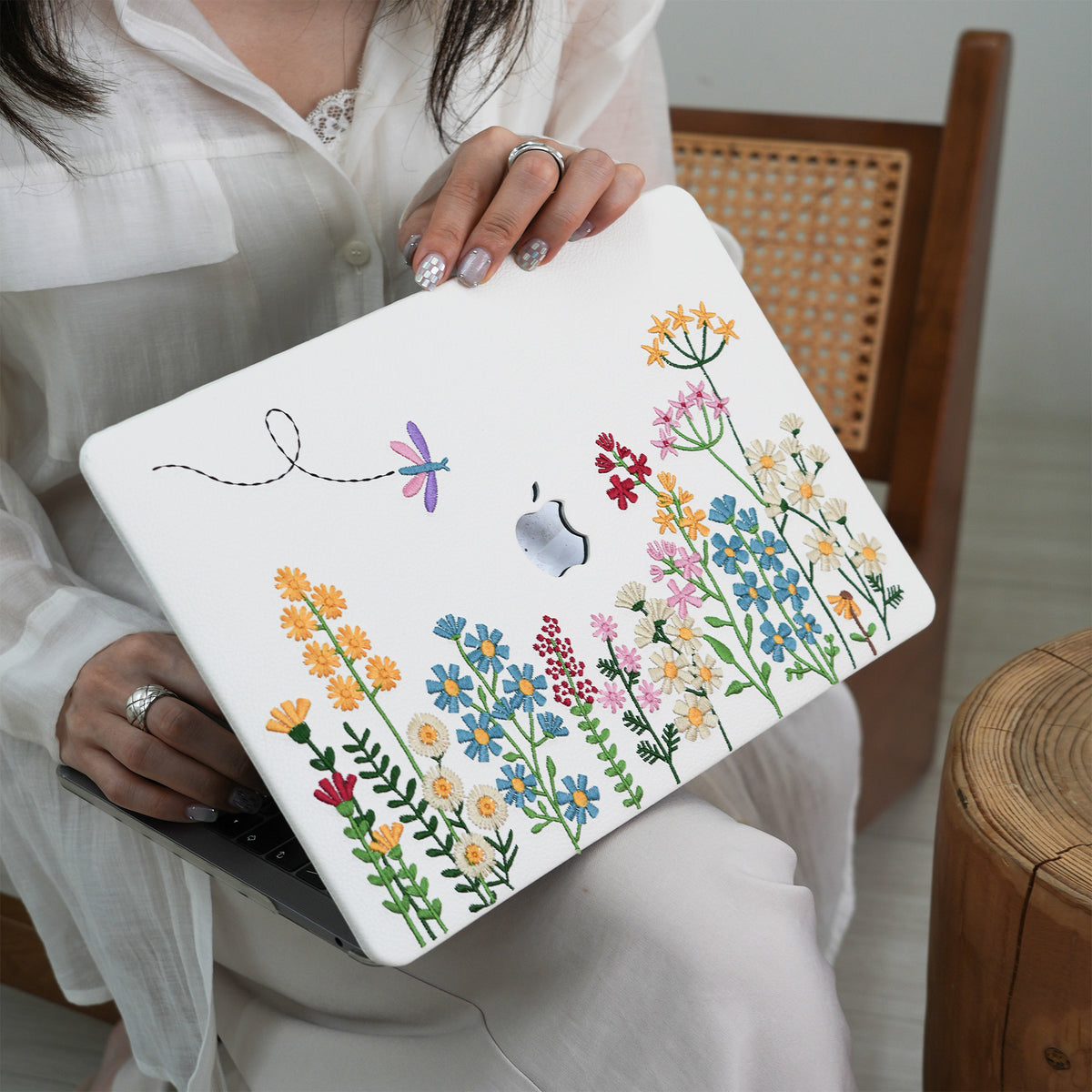 This is us Embroidery Series ♾ Colorful Floral Leather Mac Case
