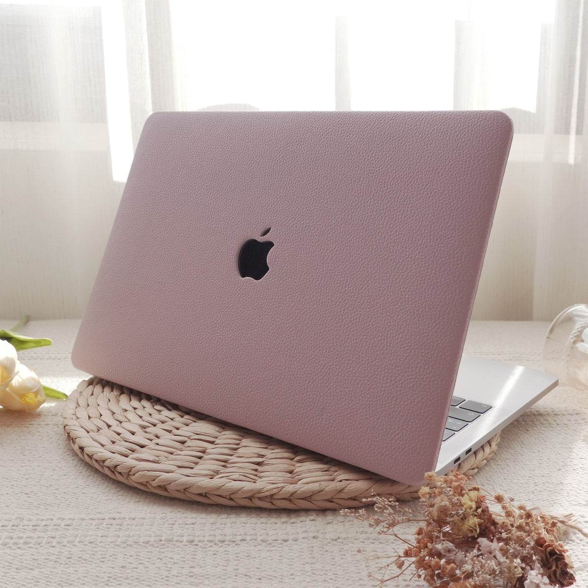 Lilac Lychee Texture Leather Macbook Case