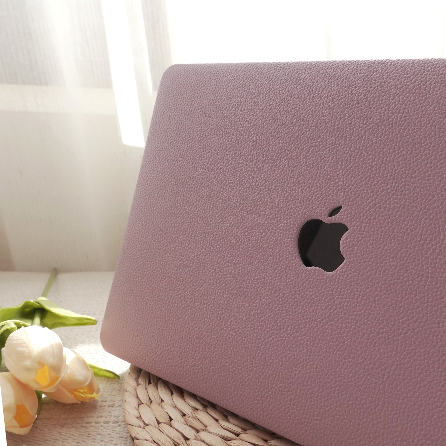 Lilac Lychee Texture Leather Macbook Case