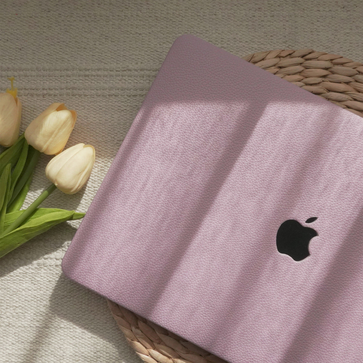 Lilac Lychee Texture Leather Macbook Case