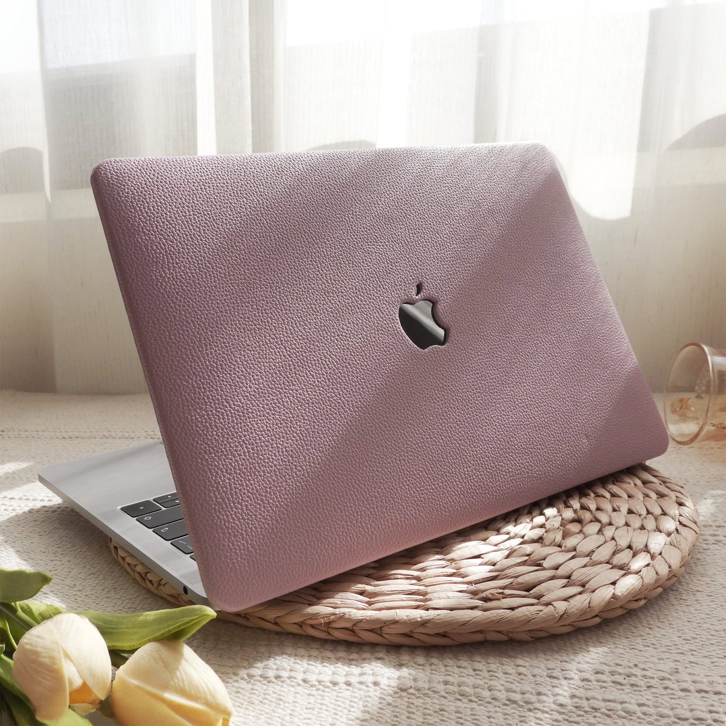 Lilac Lychee Texture Leather Macbook Case