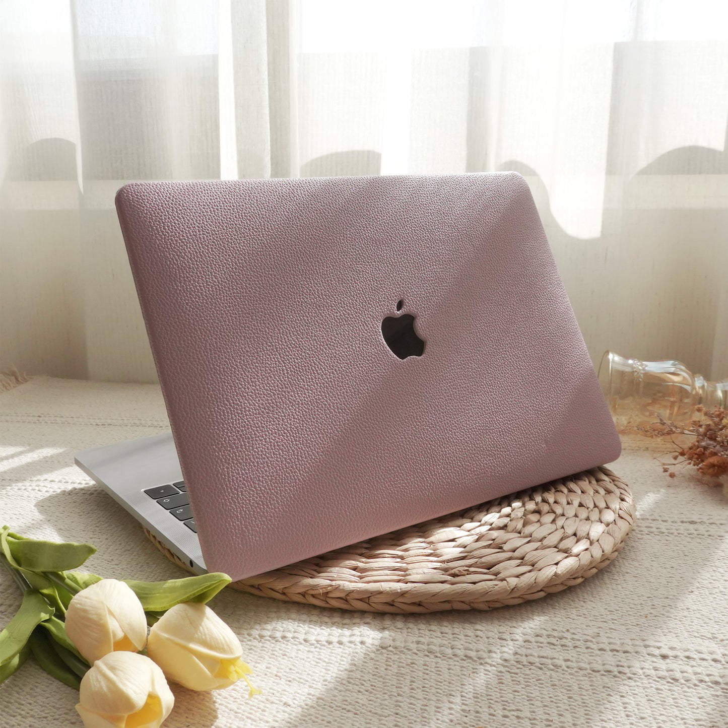 Lilac Lychee Texture Leather Macbook Case