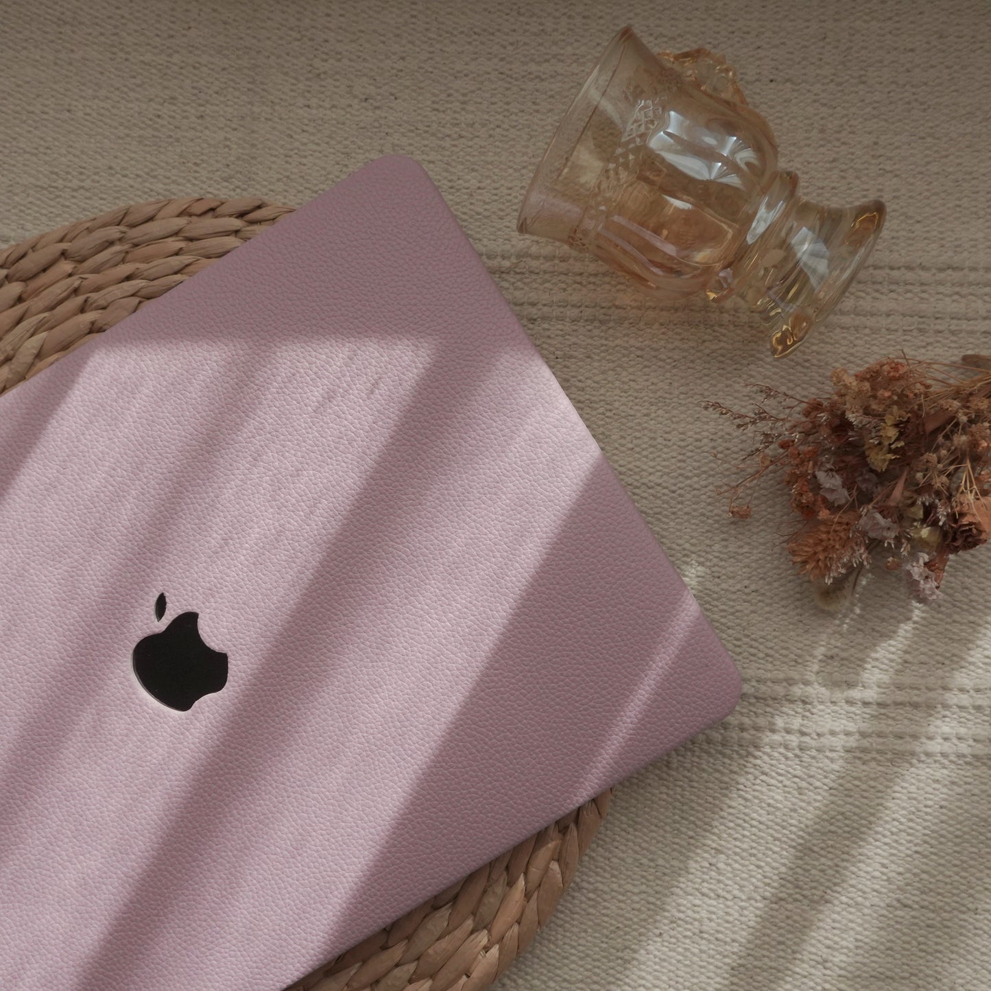 Lilac Lychee Texture Leather Macbook Case