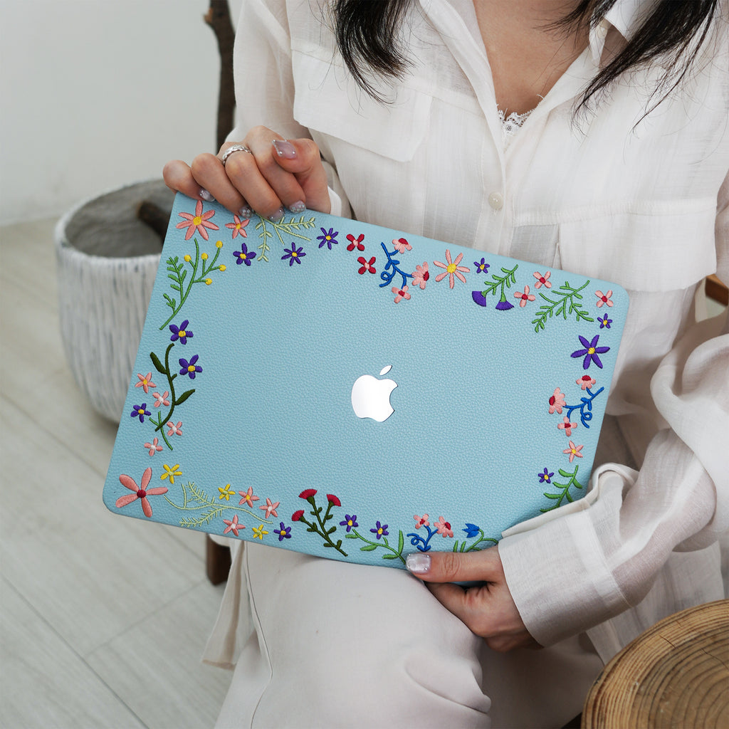 This Is Us Embroidery Series ♾ Sky Blue Flourishing Floral MacBook Case