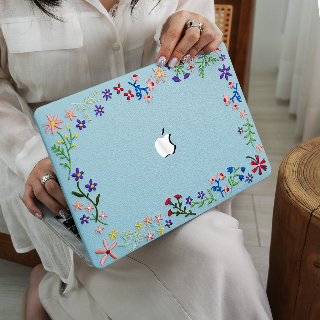 This Is Us Embroidery Series ♾ Sky Blue Flourishing Floral MacBook Case