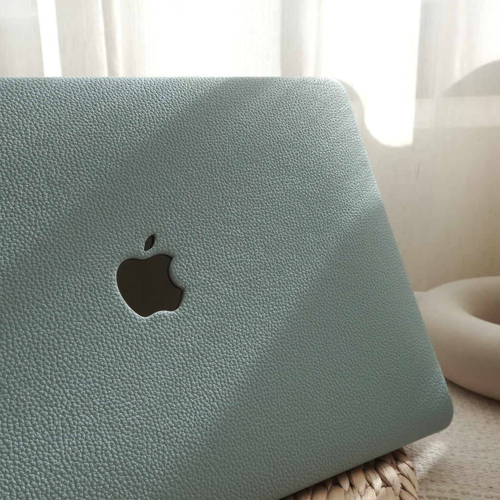 Lychee Texture Sky Blue Leather Macbook Case