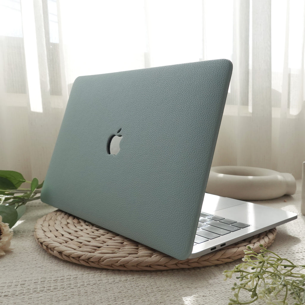 Lychee Texture Sky Blue Leather Macbook Case