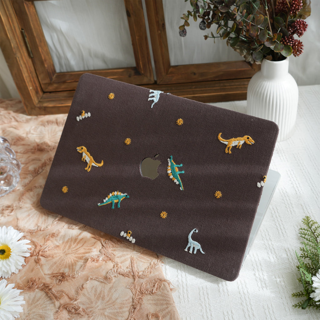 Embroidery Series ♾ Dinosaur Collection Textured Stitching MacBook Case