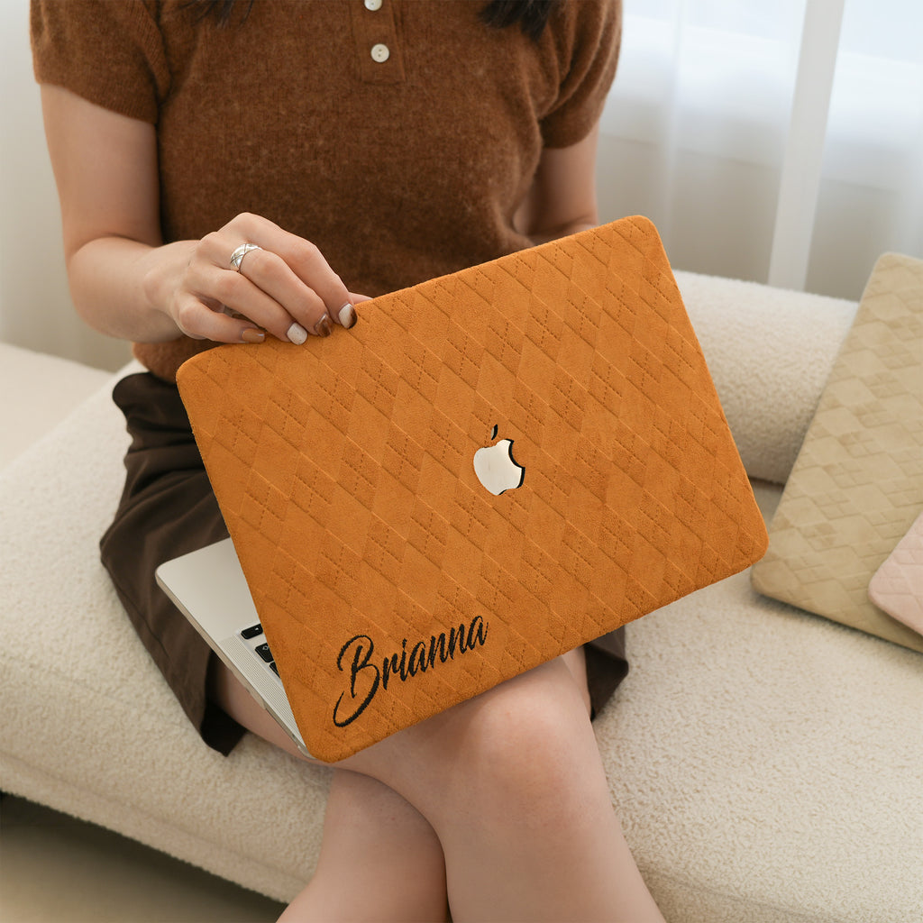This is us embroidery customized ♾ Mustard yellow quilted suede Macbook Case