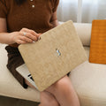 This is us embroidery customized ♾ Beige-grey quilted suede Macbook Case
