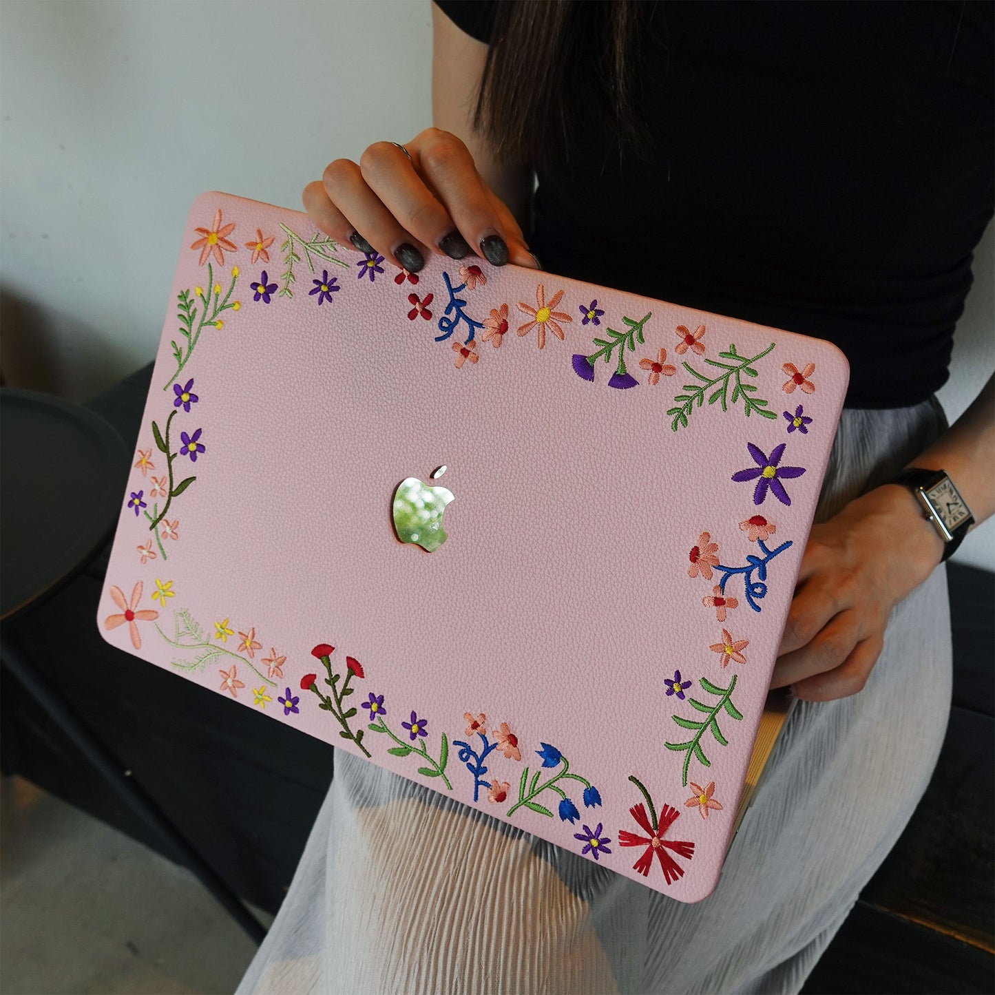 This Is Us  Embroidered ∞ Begonia Pink Serenity Mac Case