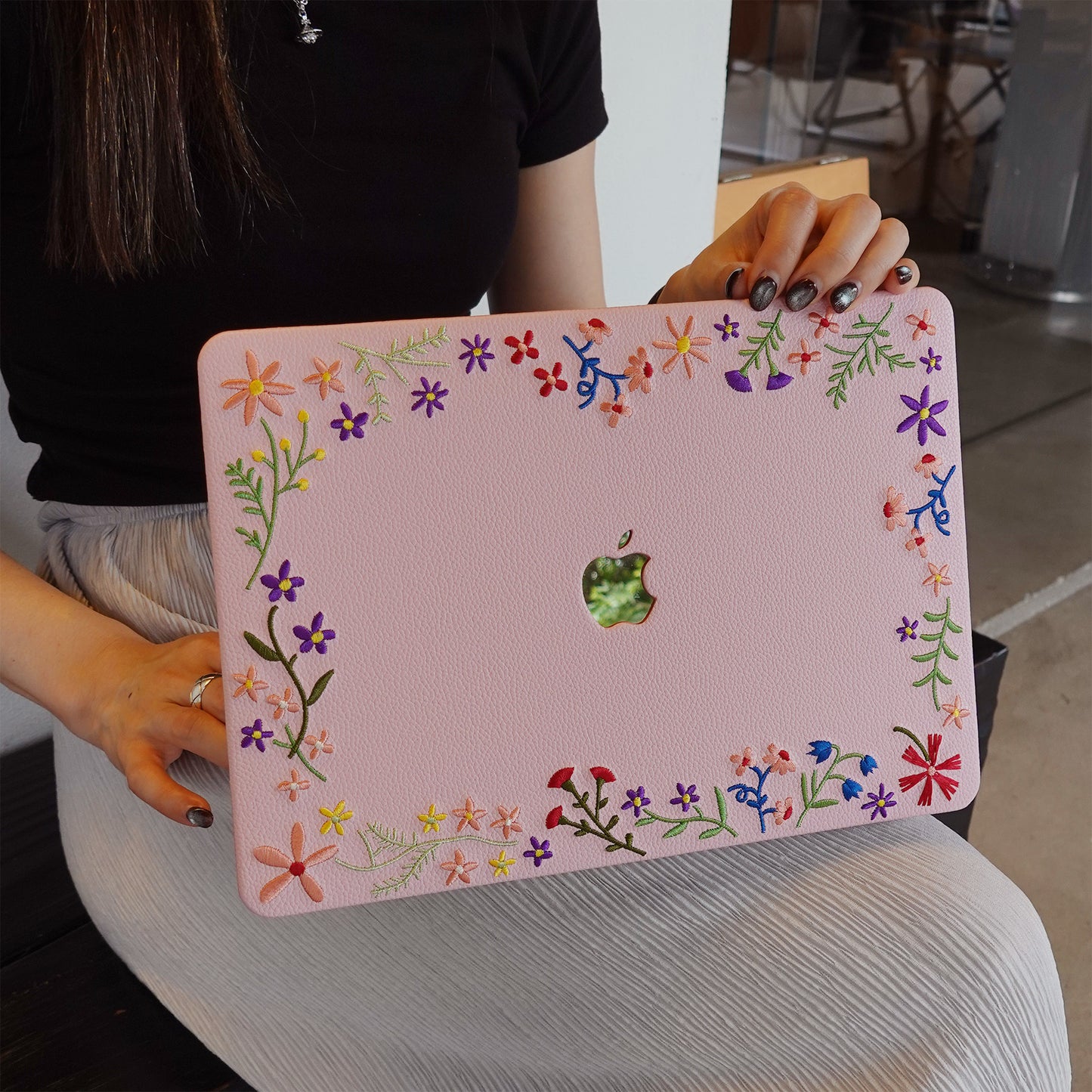 This Is Us  Embroidered ∞ Begonia Pink Serenity Mac Case