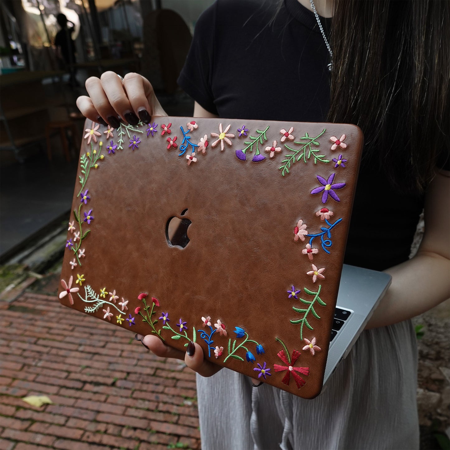 This Is Us Embroidery Series ♾ Mocha Garden Floral MacBook Case