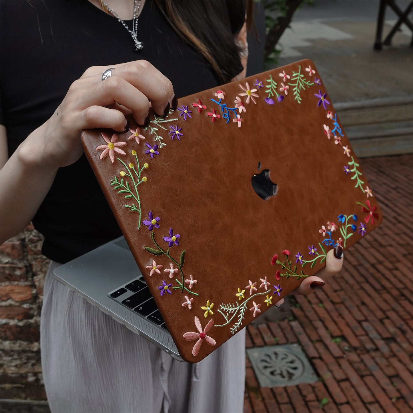 This Is Us Embroidery Series ♾ Mocha Garden Floral MacBook Case