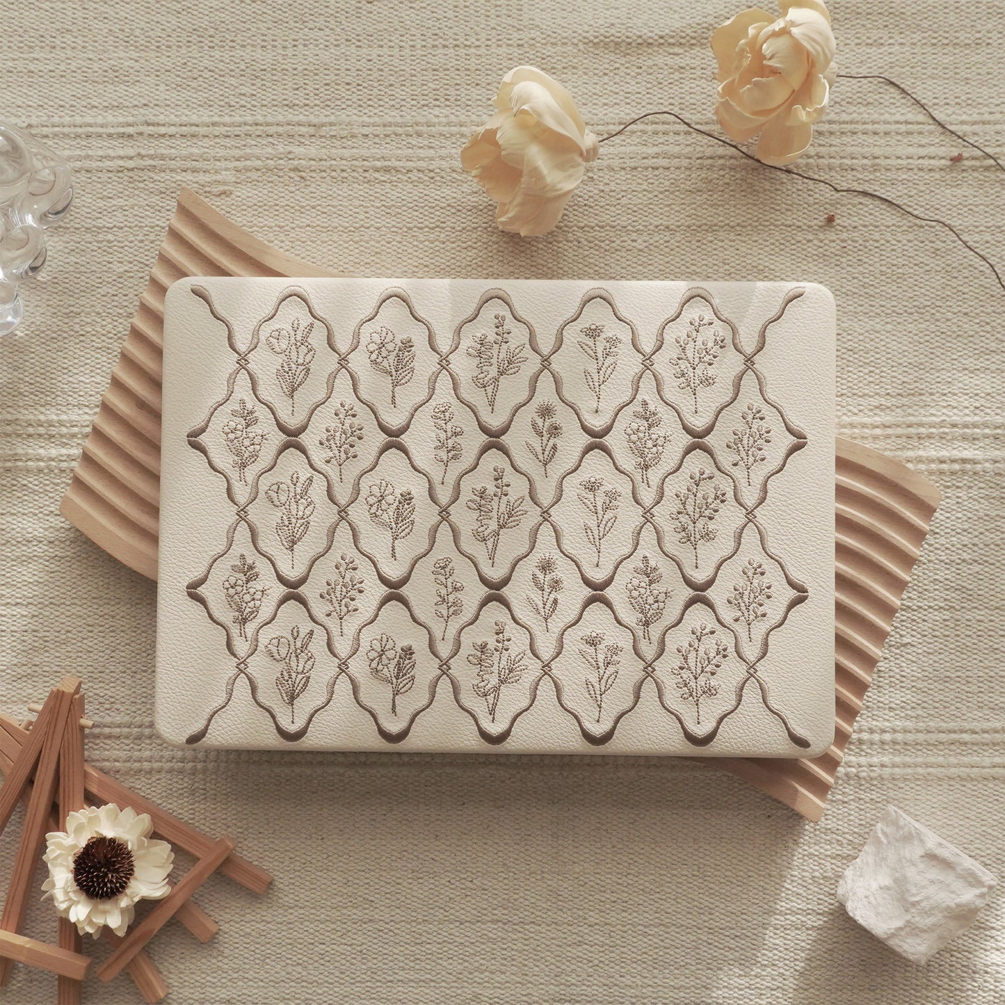 Embossed Flora Dark Brown MacBook Case