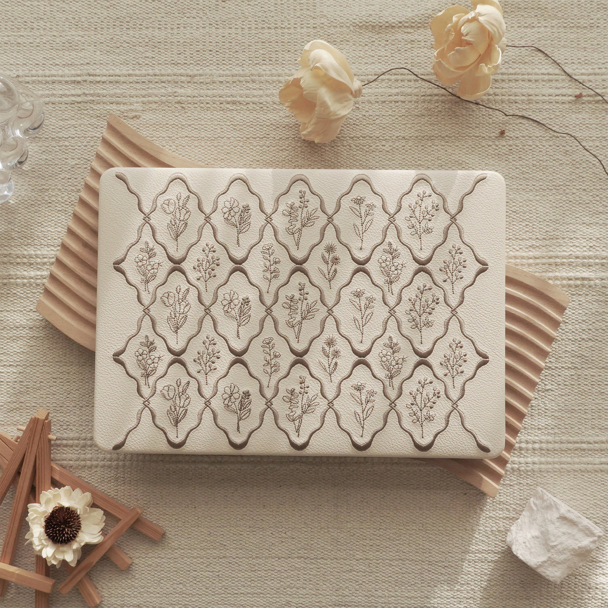 Embossed Flora Dark Brown MacBook Case