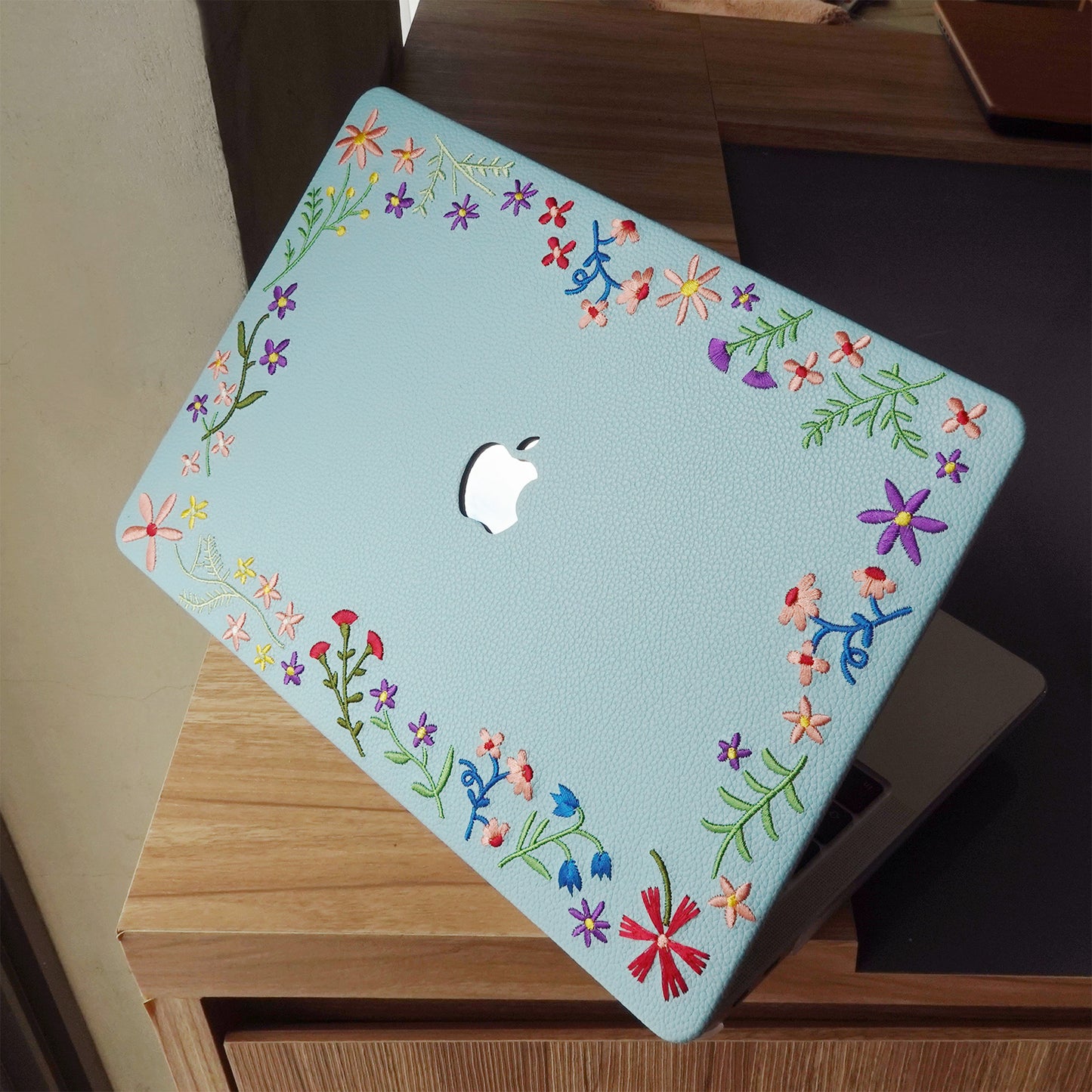 This Is Us Embroidery Series ♾ Sky Blue Flourishing Floral MacBook Case