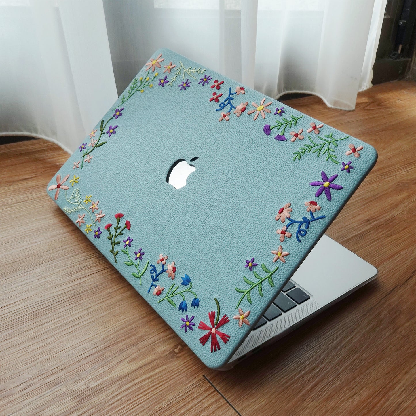 This Is Us Embroidery Series ♾ Sky Blue Flourishing Floral MacBook Case