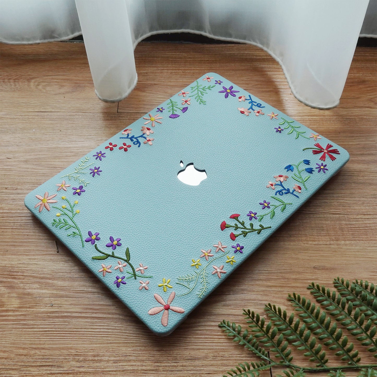 This Is Us Embroidery Series ♾ Sky Blue Flourishing Floral MacBook Case