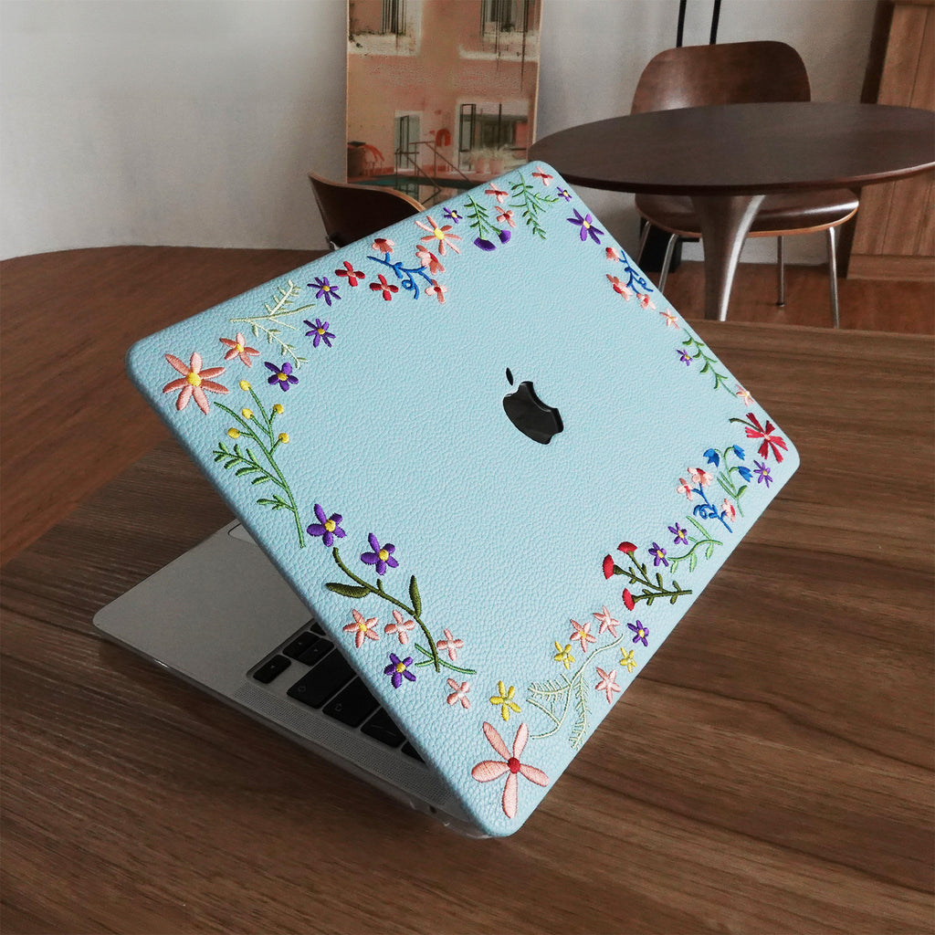 This Is Us Embroidery Series ♾ Sky Blue Flourishing Floral MacBook Case