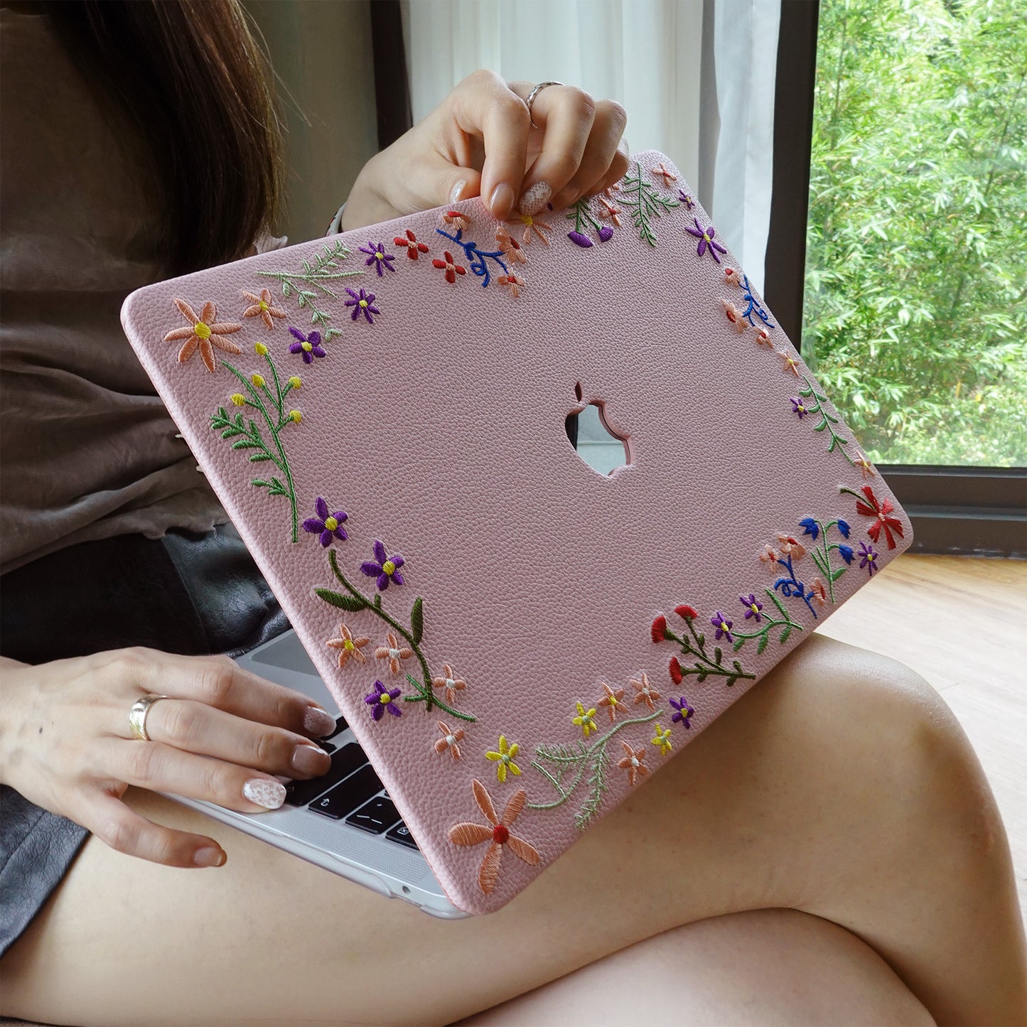 This Is Us  Embroidered ∞ Begonia Pink Serenity Mac Case