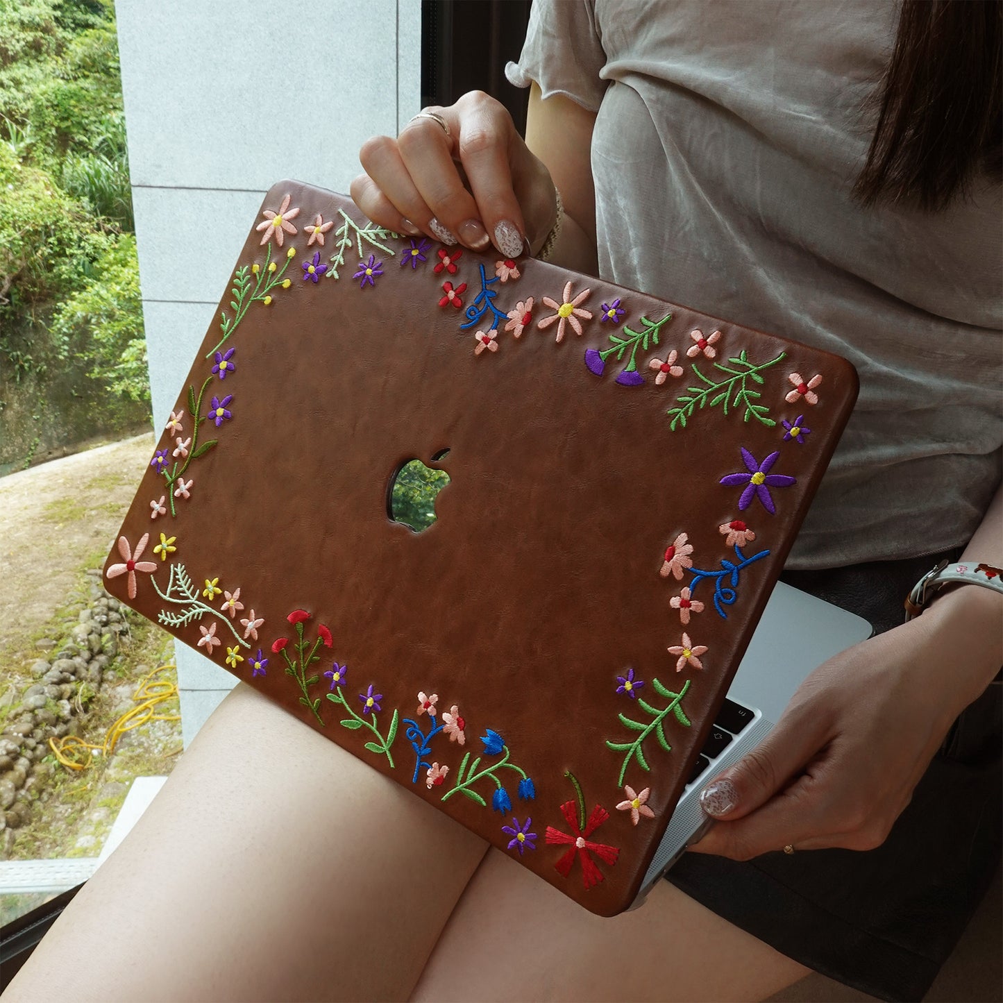 This Is Us Embroidery Series ♾ Mocha Garden Floral MacBook Case