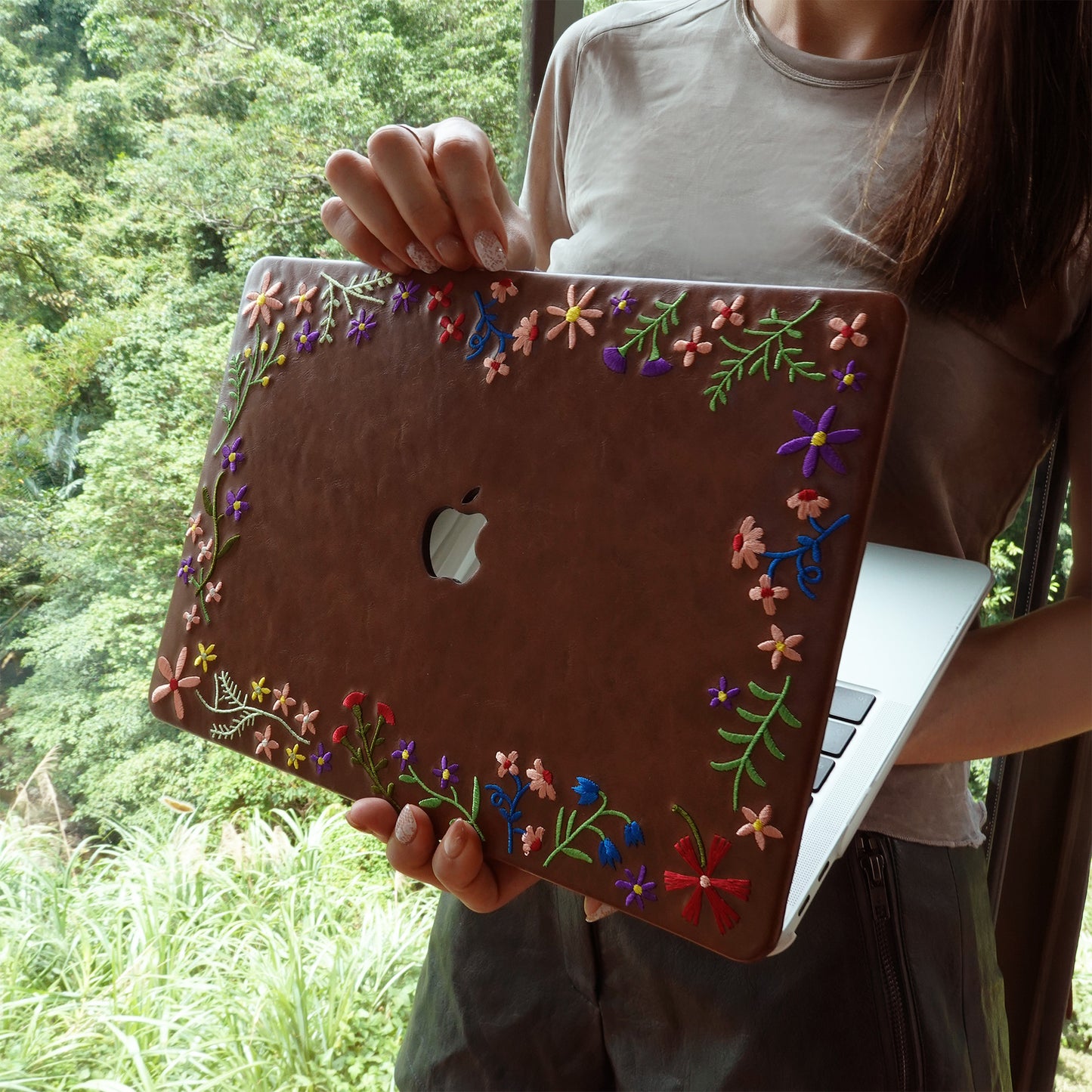This Is Us Embroidery Series ♾ Mocha Garden Floral MacBook Case