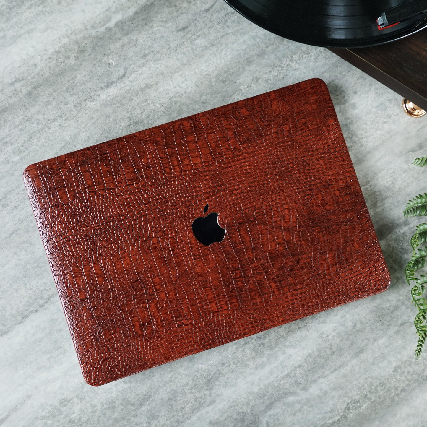 Leather Series ♾ Dark Rad Crocodile Leather MacBook Case