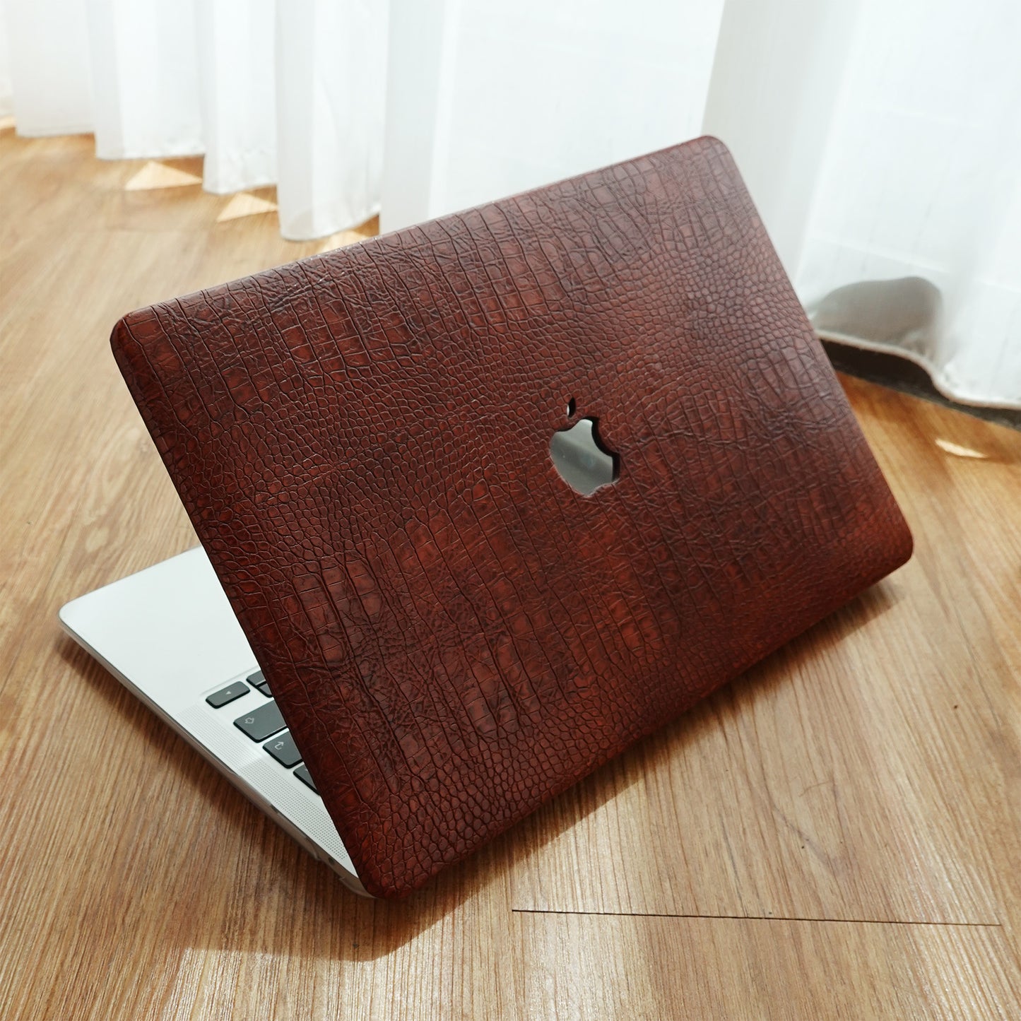 Leather Series ♾ Dark Rad Crocodile Leather MacBook Case