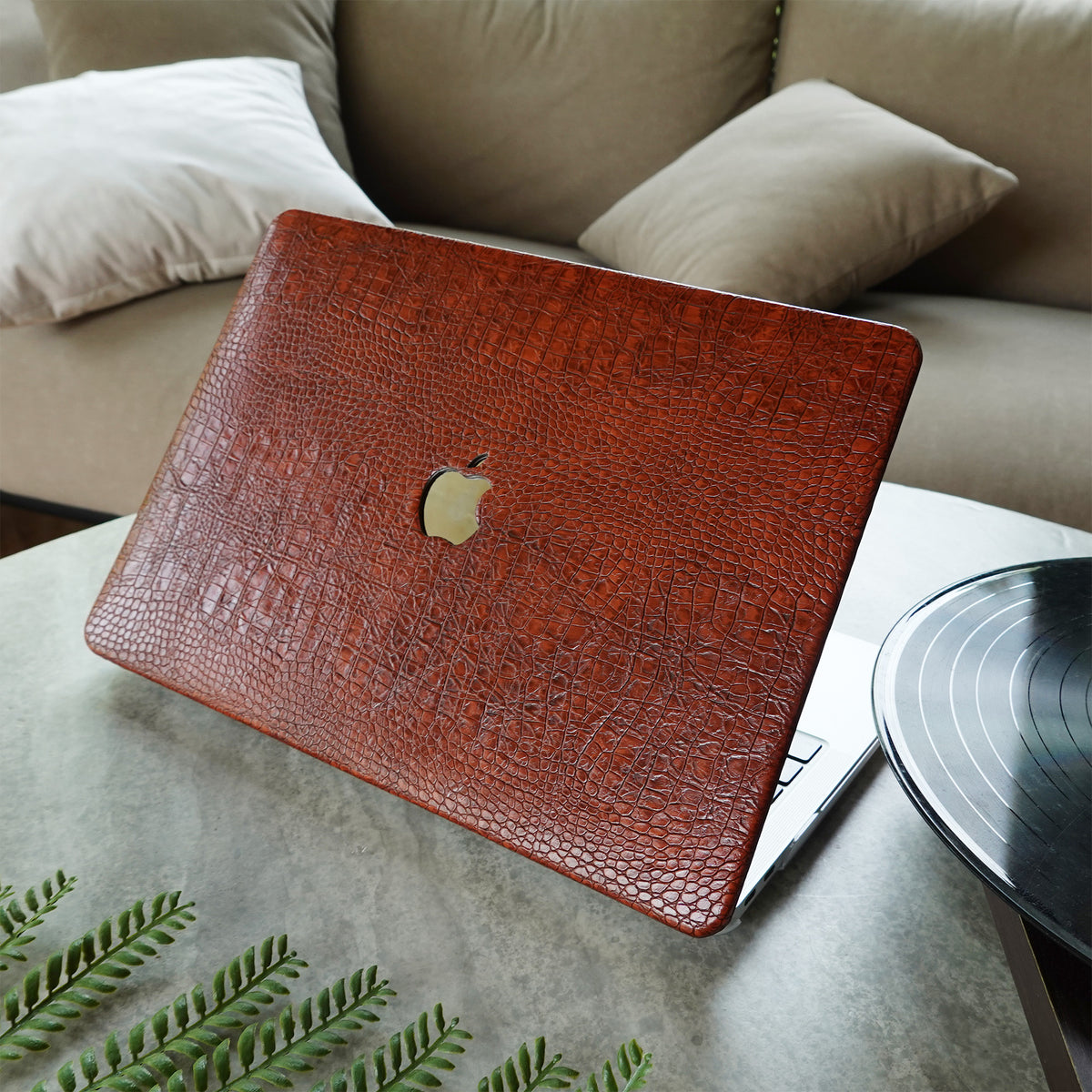 Leather Series ♾ Dark Red Crocodile Leather MacBook Case