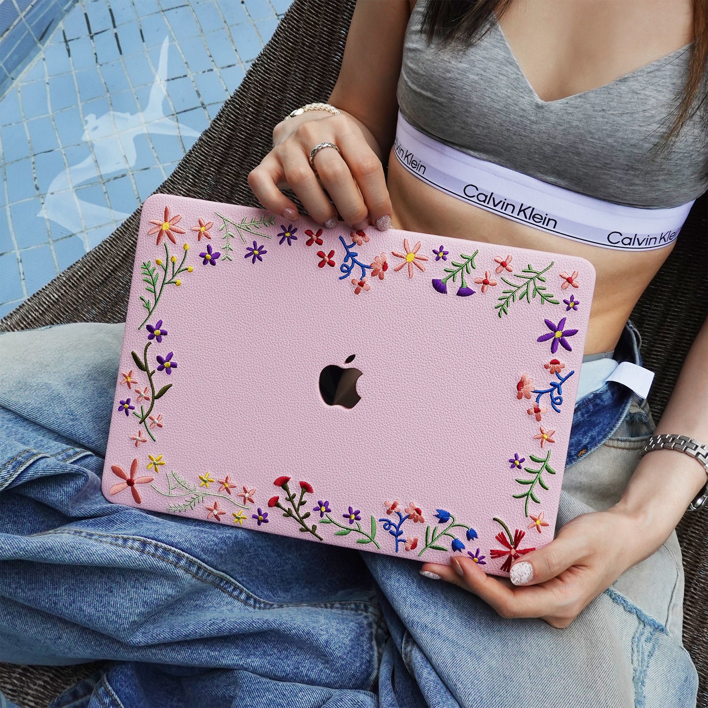 This Is Us  Embroidered ∞ Begonia Pink Serenity Mac Case