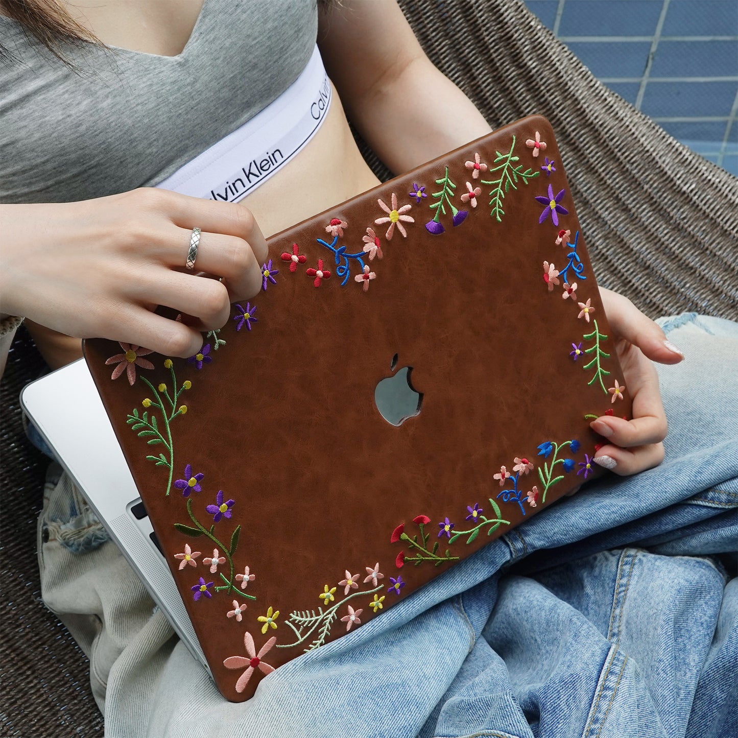 This Is Us Embroidery Series ♾ Mocha Garden Floral MacBook Case
