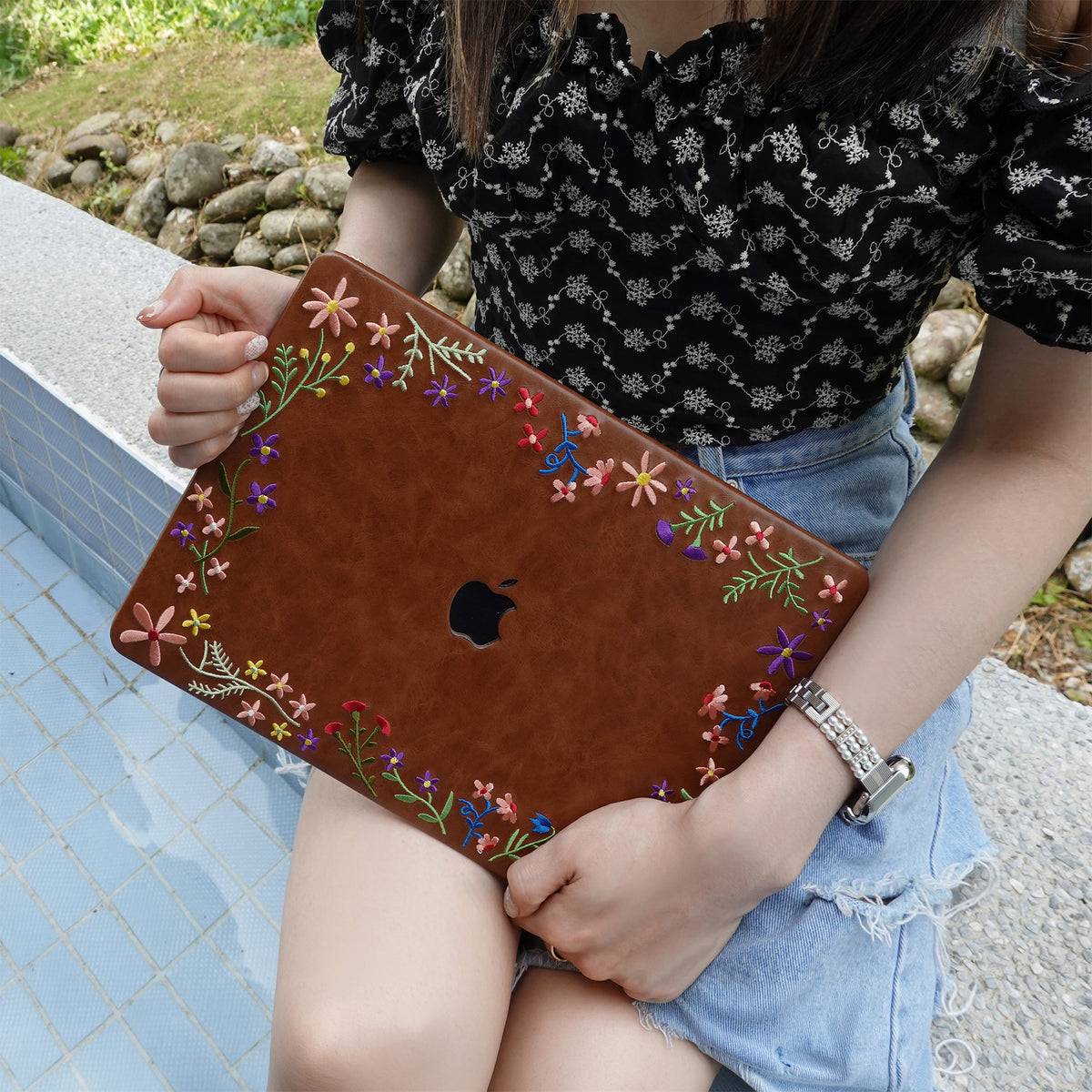 This Is Us Embroidery Series ♾ Mocha Garden Floral MacBook Case