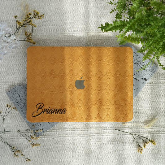 This is us embroidery customized ♾ Mustard yellow quilted suede Macbook Case