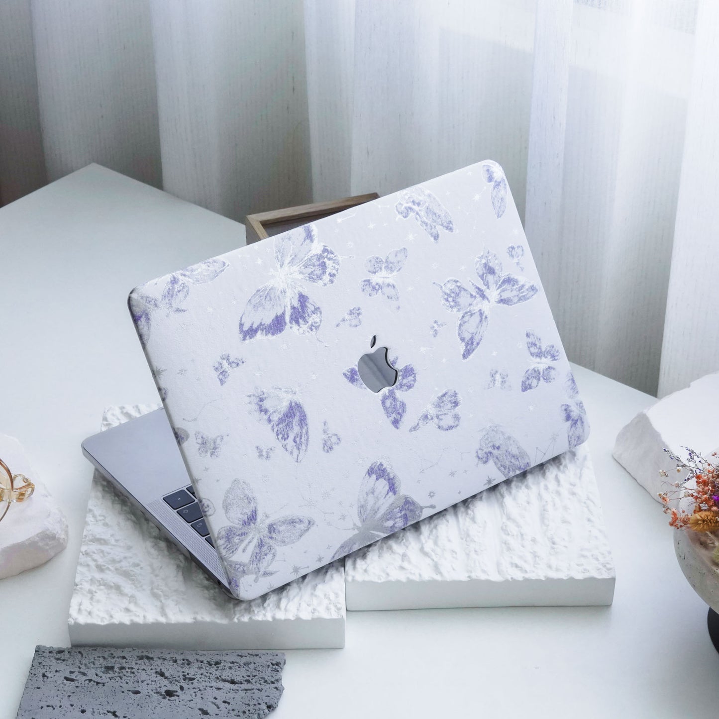 Leather Series ♾ Purple Butterfly Laser-Engraved Macbook Case