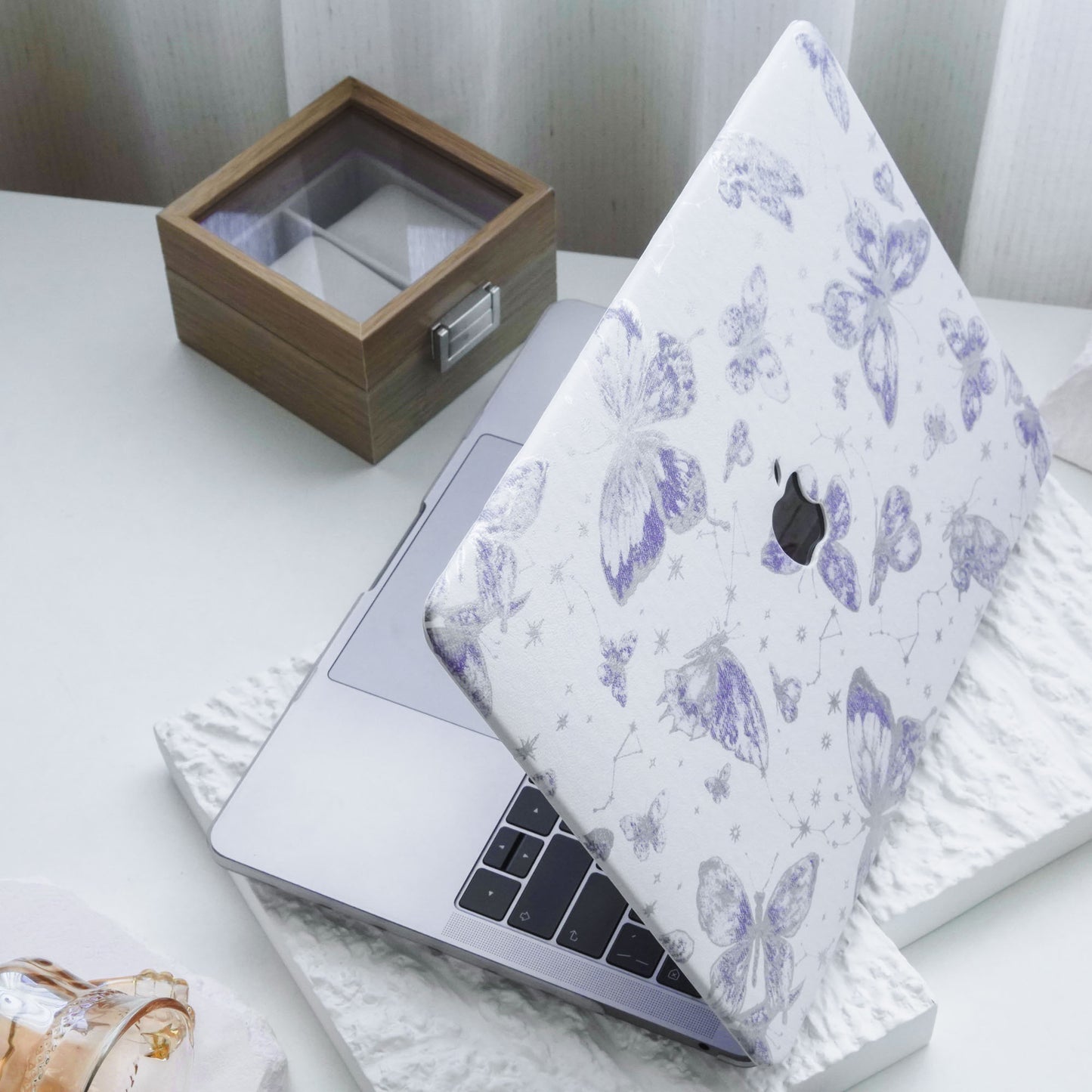 Leather Series ♾ Purple Butterfly Laser-Engraved Macbook Case