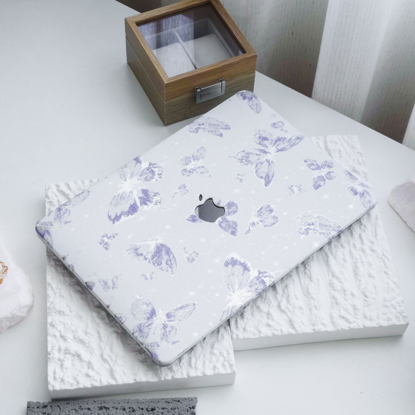 Leather Series ♾ Purple Butterfly Laser-Engraved Macbook Case