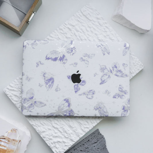 Leather Series ♾ Purple Butterfly Laser-Engraved Macbook Case