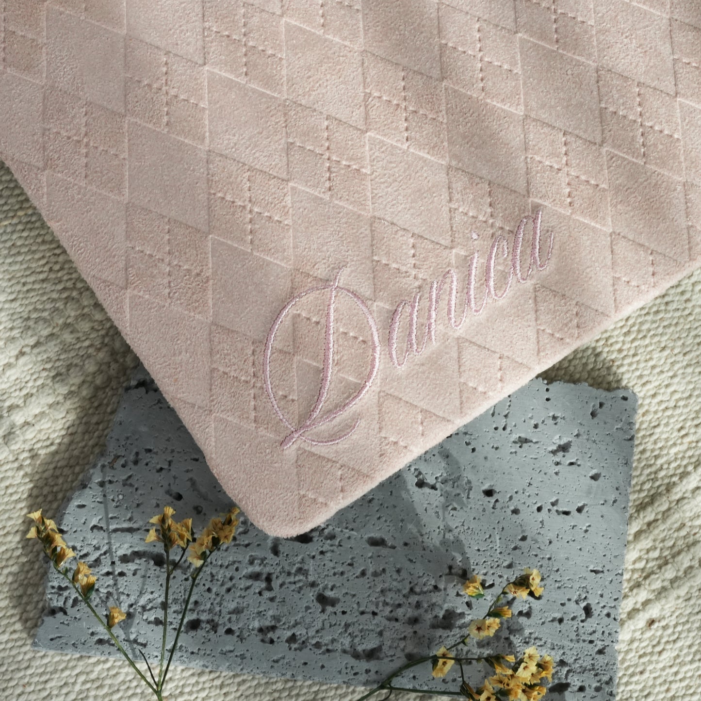 This is us embroidery customized ♾ Dusty pink quilted suede Macbook Case