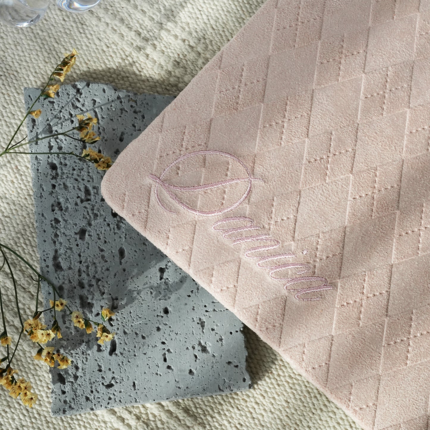 This is us embroidery customized ♾ Dusty pink quilted suede Macbook Case