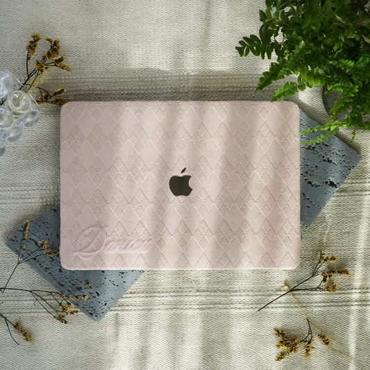 This is us embroidery customized ♾ Dusty pink quilted suede Macbook Case