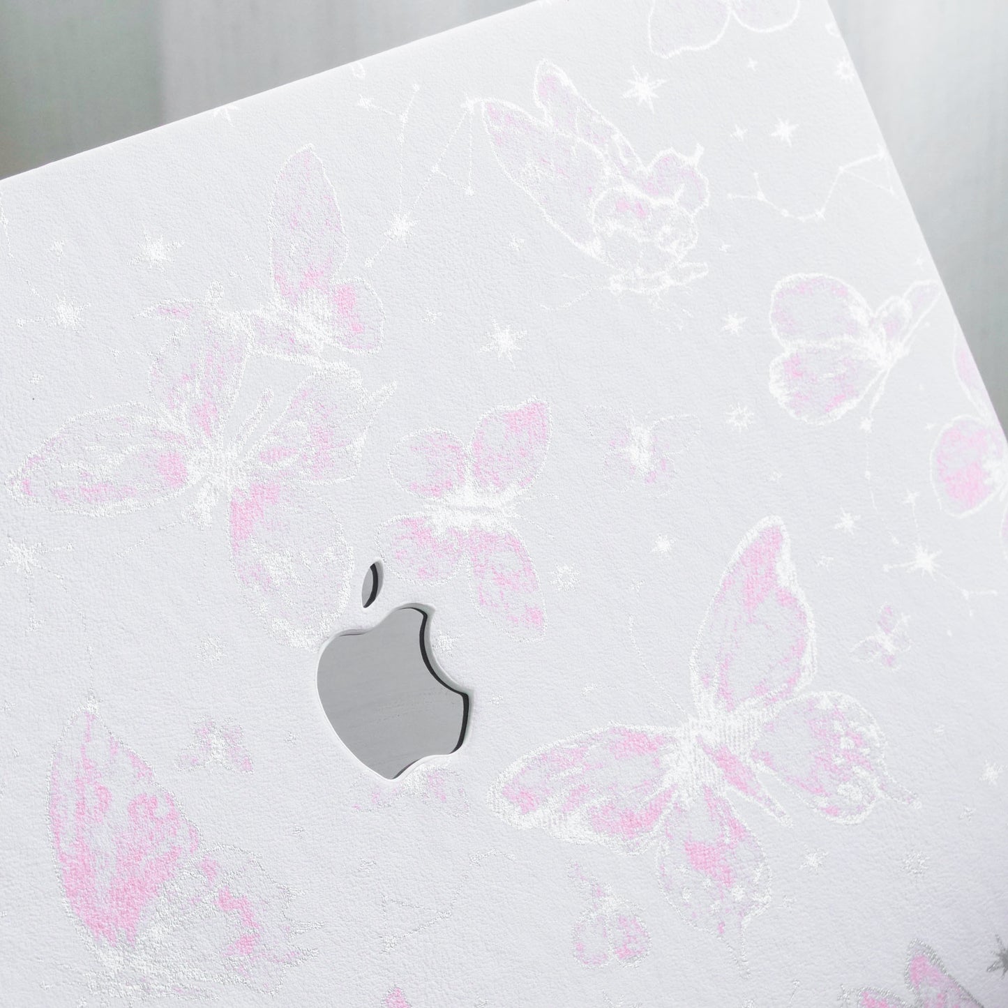 Leather Series ♾ Pink Butterfly Laser-Engraved Macbook Case