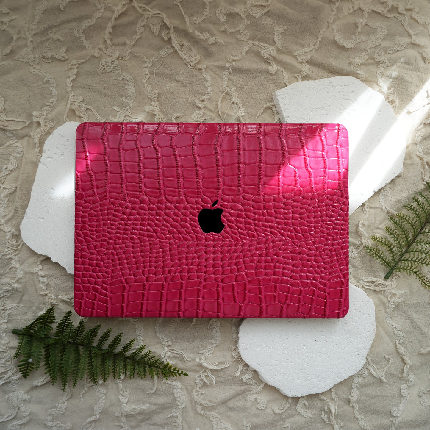 Leather Series ♾  Fuchsia Crocodile Leather MacBook Case