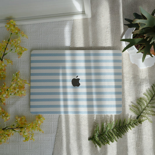 Leather Series ♾ Blue & White Striped Mac Case