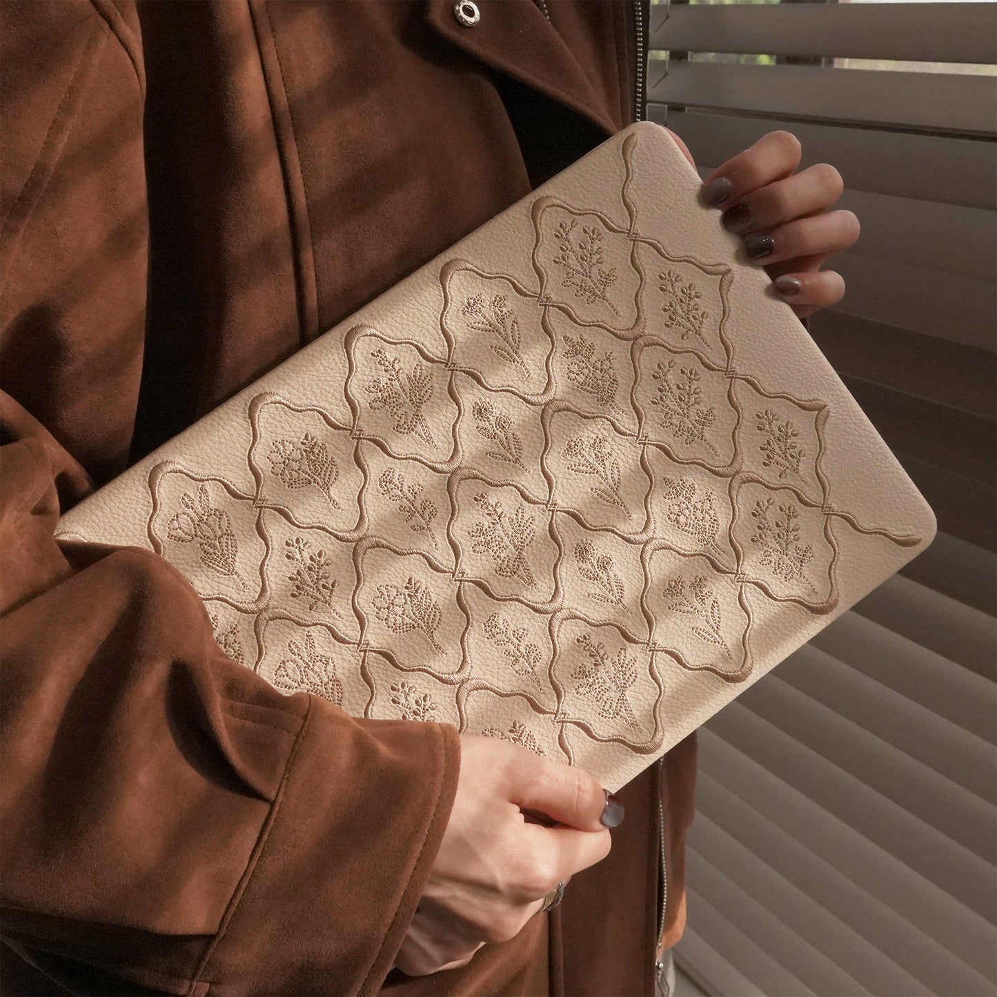 Embossed Flora Light Brown MacBook Case