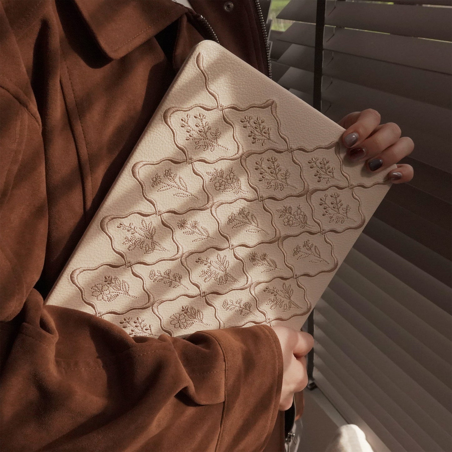 Embossed Flora Light Brown MacBook Case