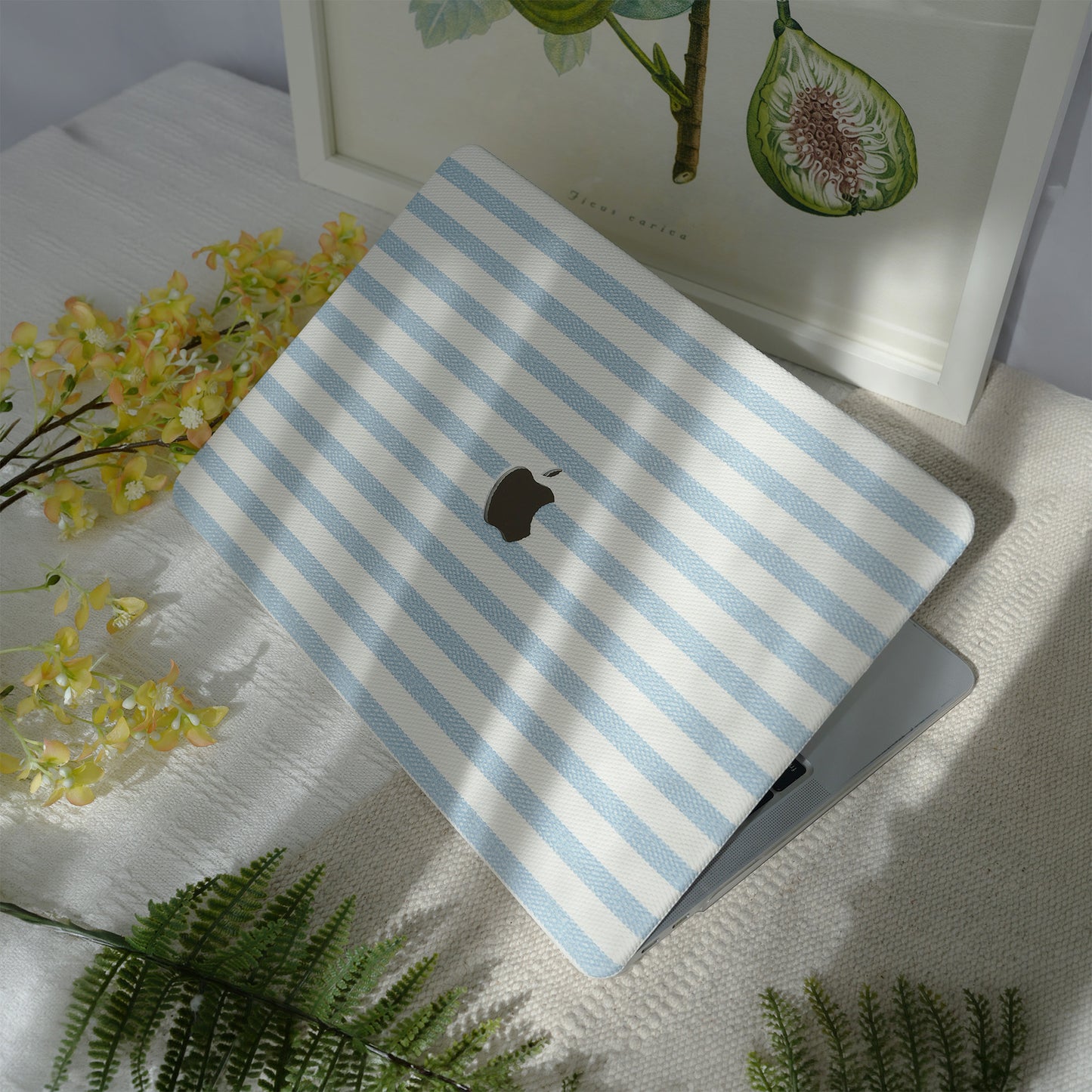 Leather Series ♾ Blue & White Striped Mac Case
