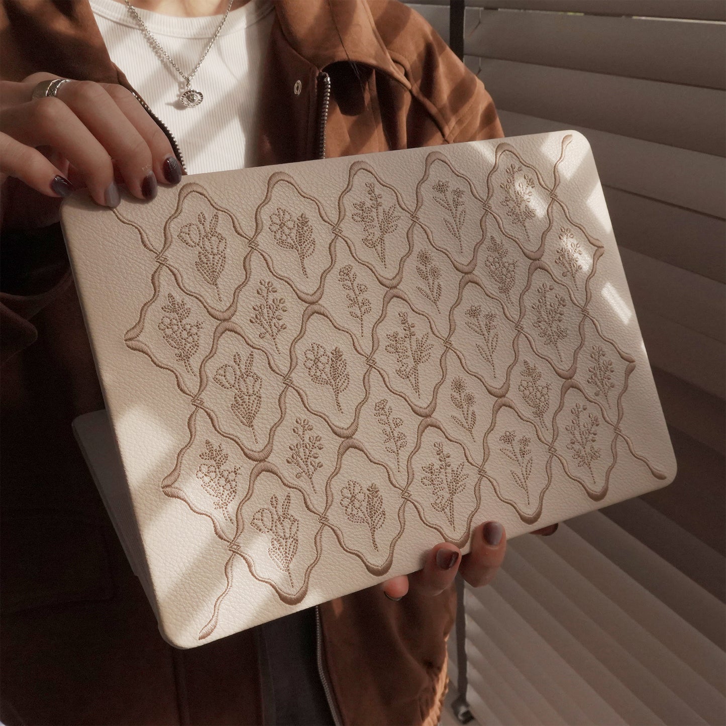 Embossed Flora Light Brown MacBook Case